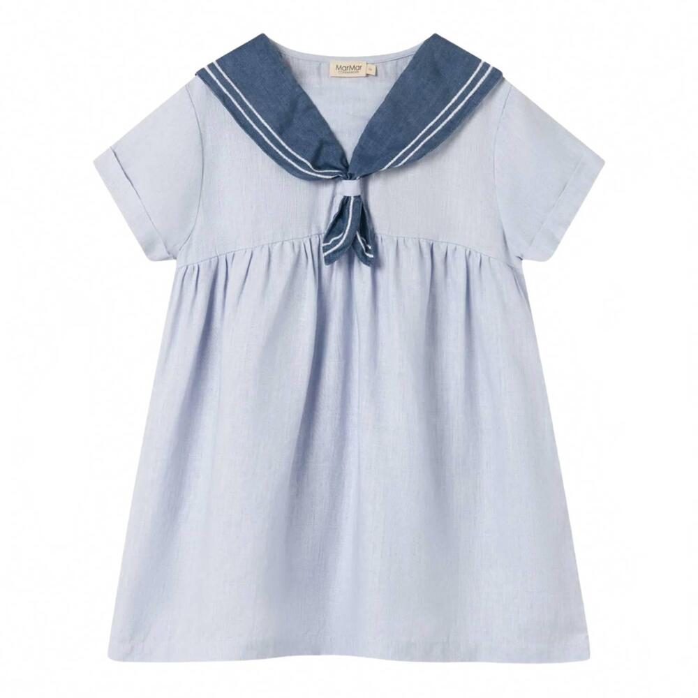 NEW MARMAR COPENHAGEN girls sailor collar dress in blue mist